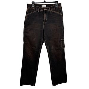 Zara carpenter jeans in black denim with contrast stitching